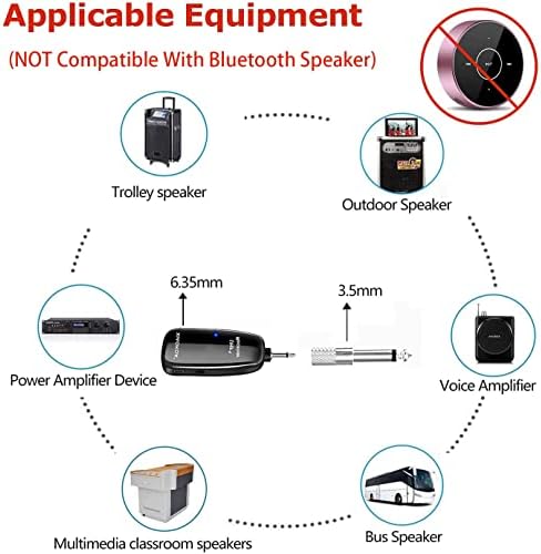 Xiaokoa UHF безжични инструменти микрофон, саксофонски микрофон, безжичен приемник и предавател, 160ft опсег, приклучок и игра, одлично за