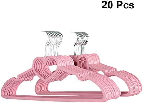 Hangers Handers Vosarea ABS, закачалка за облека што не се лизга 20 со розова боја и шема на срце, погодна за палто, кошула, фустан,