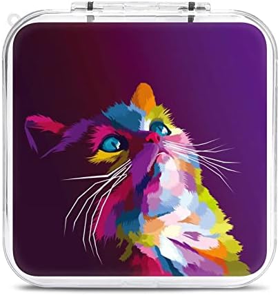 Шарена мачка порт -портрет игра за чување картички, кутија за организатор на организатор за нинтендо прекинувач