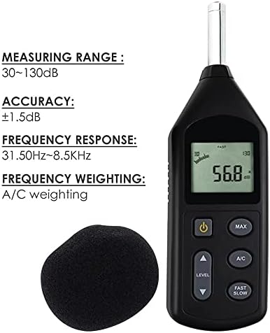 WYFDP дигитален мерач на мерач на мерач на мерач на звук 30 ~ 130DBA A/C Алатка за тежина на фреквенција пред-калибриран мерач
