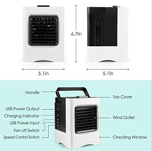 Преносен климатик на гукап со послужавник со мраз, личен климатик 3 брзина на ветер Брзината на воздухот ладилник без безобразен испарувачки ладилник