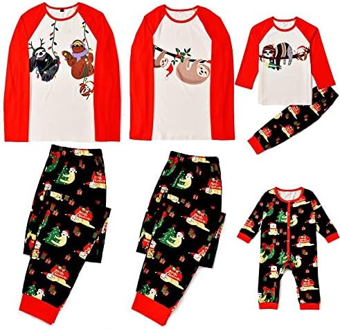 XBKPLO Божиќни пижами Семејски сет, семејни панталони панталони поставени парови подароци за момче родител-дете жени мама облека