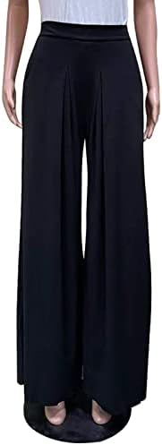 Icodod проточни панталони за жени кои се обидени со високи половини со широки панталони панталони со џеб плус големина