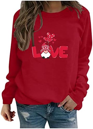 Fandream Женски Дуксери Денот На Вљубените Каул Вратот Блузи Без Качулка Работа Алатка Пуловер Џемпери За Жени