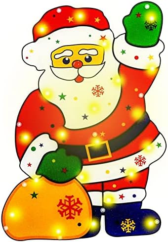 Божиќно осветлување Силуета празнична декорација, 17 x 11,5 Дедо Мраз со торба за подароци што виси осветлување Божиќно украсување забава за забава