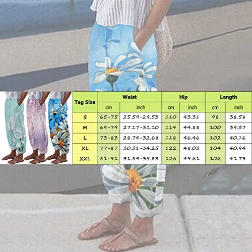 Felwors llinen панталони за жени плус големина, дневни панталони лесни печатени летни дното цветни џемпери панталони