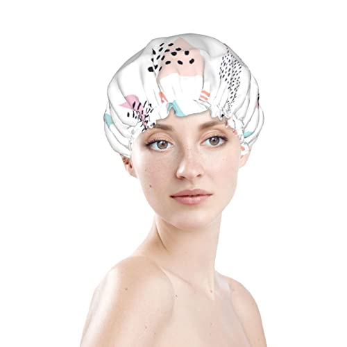 Womenените што можат да се користат за истегнување на полите, капа за коса, геометриски триаголник, розови двојни слоеви, водоотпорна капа за бања за туширање