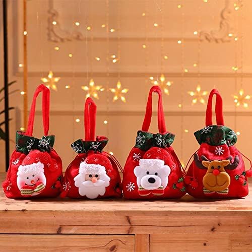 Вајша Торба 1 ПАРЧИЊА Божиќни Торби За Влечење Божиќни Кеси За Бонбони Пренослив Снешко Од Елен Дедо Мраз Печатена Торба Кадифен