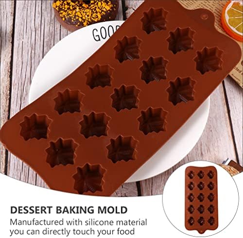 Мувла за печење на лисја од јавор од нубести: 3 парчиња силиконски чоколади калапи DIY бонбони калапи ленти кафеави кафеави калапи за
