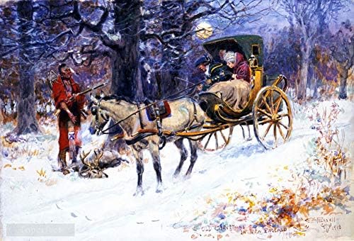 $ 80 - 1500 $ рака насликана од наставници на уметнички академии - 6 уметнички слики Стариот Божиќ во Нова Англија 1918 Чарлс