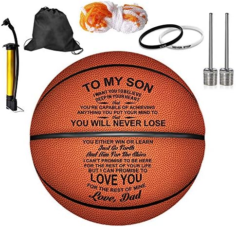 Прилагодени кошарка за мажи, персонализирана кожна кошарка во затворен простор /надворешна игра, врежан најдобар подарок за син