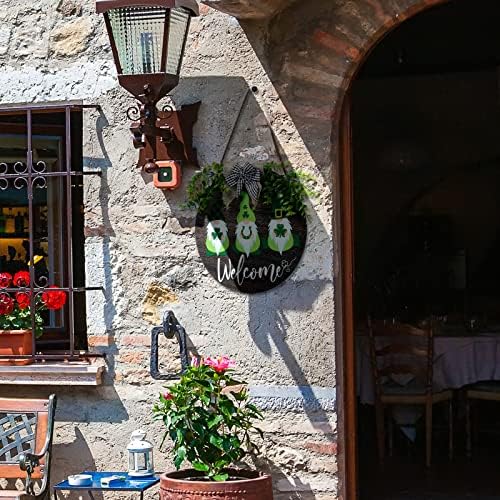 Знак на вратата на Денот на Свети Патрик Зелен Бафало кариран дрвен знак за висина, декорација на ирски среќен детелина wallид што виси за Денот