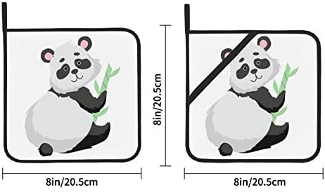 Gaint Panda јаде бамбус отпорен на топлина, отпорна на топлина, отпорна на кујна топли влошки 2 парчиња топла подлога 8 × 8