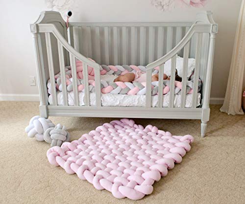 Чудо простор плетен плетенка плишана душек, бебе новороденче за спиење во стомакот, играње расадник килим јазол перница, рачно изработена