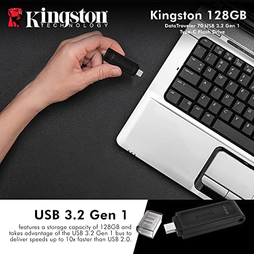 Кингстон 128gb DataTraveler 70 Пренослив И Лесен USB-C Флеш Диск-DT70/128GB w/ USB 3.2 Gen 1 Тип-C Врска До 5 GB / s + Xpix Пакет Кој Вклучува
