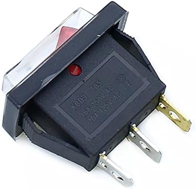 BEFIA 1PCS KCD3 прекинувач за напојување 15A/20A 125V/250V 3 Pin Rocker Switch Switch White's Clear Silicone водоотпорен Заштит