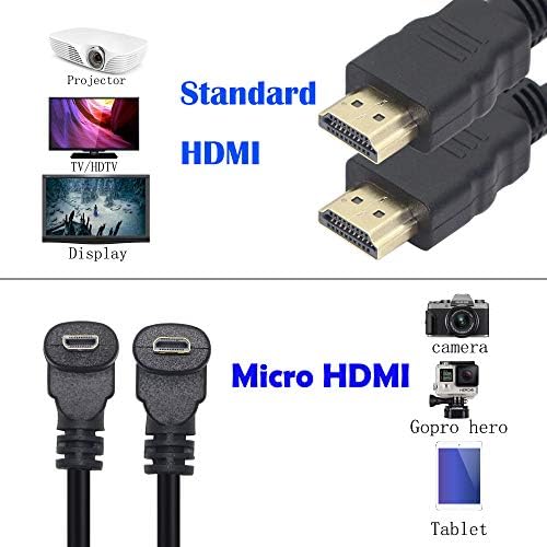 Микро HDMI До HDMI Кабелски Адаптер 50cm 90 Степен Агол Микро HDMI Машки ДО HDMI Машки Конектор Поддржува 3D 4k 60Hz 1080p Етернет Аудио Враќање