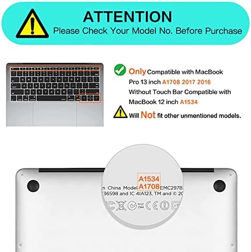 Мосисо Силиконски Тастатура Покритие Заштитна Кожа Компатибилен Со MacBook Pro 13 инчен 2017 Ослободување А1708 без Допир бар &засилувач;