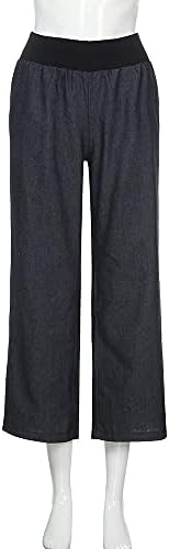Гилбери јога панталони за жени широка нога должина на нозе Jeanан обичен салон бизнис со висок половината Палацо Пант