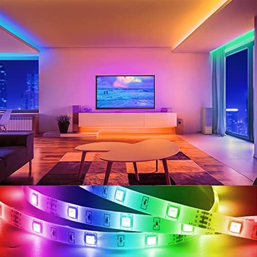 Muuxien 16.4ft LED светла за спална соба, LED лента за светло, музичка синхронизација, LED светлосна лента, RGB LED ленти со