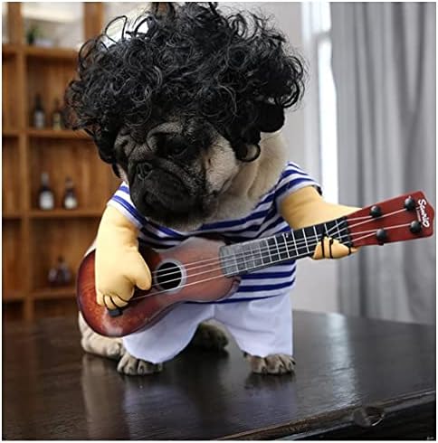 Костуми за гитара за кучиња Hotumn Dog Ноќта на вештерките смешни кучиња костуми гитарист играч неглички кучиња облека космеј за забава за мали