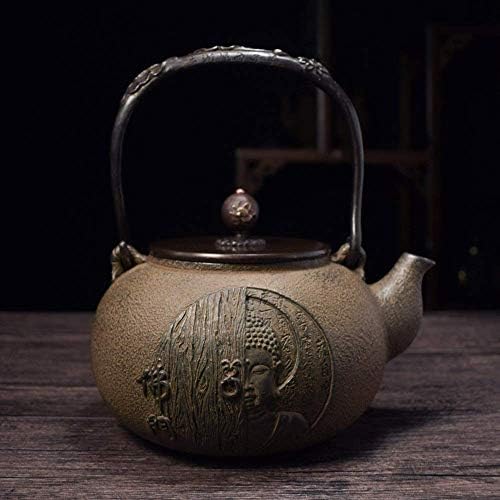 Леано железо чајник Дното на тенџерето е мазно јапонско леано железо котел кунг фу чајник за домашна чај за лабава чај од лисја, lsxysp, кафеава