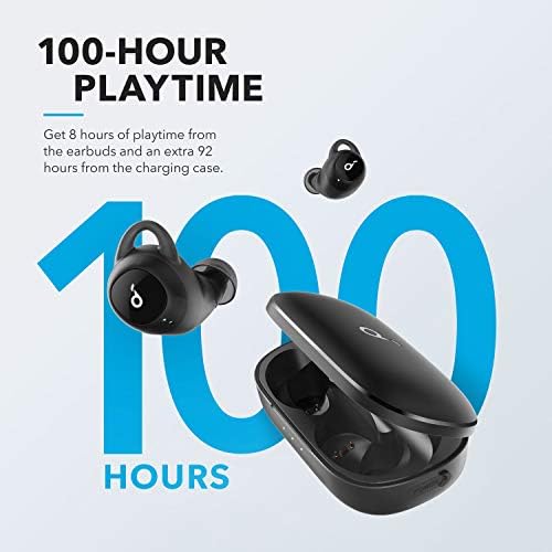 SoundCore Liberty True Wireless Airbuds, 100 -часовно играње време, звук на графен, брзо полнење, безбедно вклопување, Bluetooth