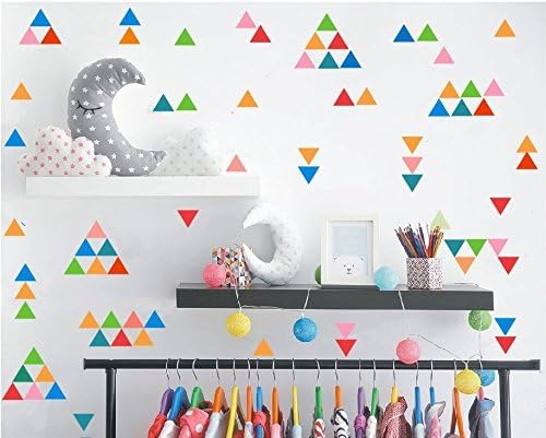 Налепница со wallидни триаголници со повеќе бои -боен триаголници wallидови за деца -Новарија за бебиња спална соба за налепници за дома