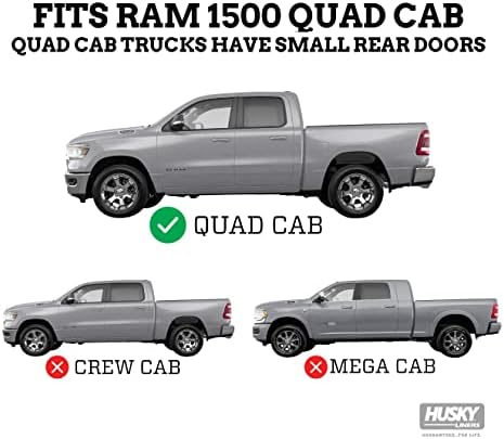 Хаски облоги - Weatherbeater | Fits 2019 - 2023 RAM 1500 Quad Cab, 22 - 23 1500 Crew Cab, предни и 2 -ри редови - црни, 3 компјутер. |