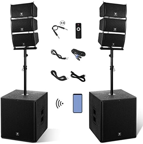 Proreck Club 8000 18-инчен 8000W P.M.P.O Stereo DJ/Powered PA Spowning System Combo Set 6 Line Array Speakers и два сабвуфери од 18