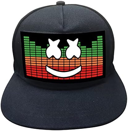 Qohnk осветли звук активирана бејзбол капа DJ LED трепкачки капа со одвојлив екран за маж жена