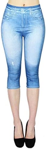 Обични панталони со широки нозе во Етија за жени плус Jeanан како женски шупливи панталони со високи половини Седум еластични печатени