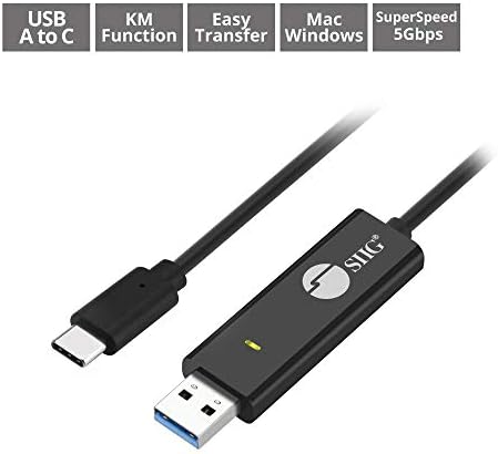 Siig USB-C KM прекинувач кабел со трансфер на датотека за Mac и Windows компјутер-USB C до USB Type-A, USB 3.0 стапка на пренос