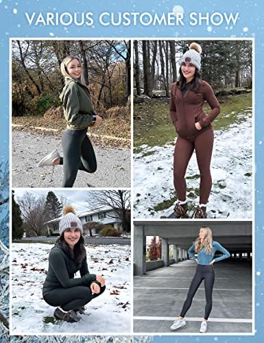 ЦРЗ Јога термичко руно наредени хеланки жени 28 '' - Зимски топло високо половини за пешачење со џебови со тренингот за џебови кои работат хулахопки