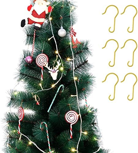 Hotop Божиќен украс куки метални жици украси куки за елки со кутија за Божиќна забава декорација