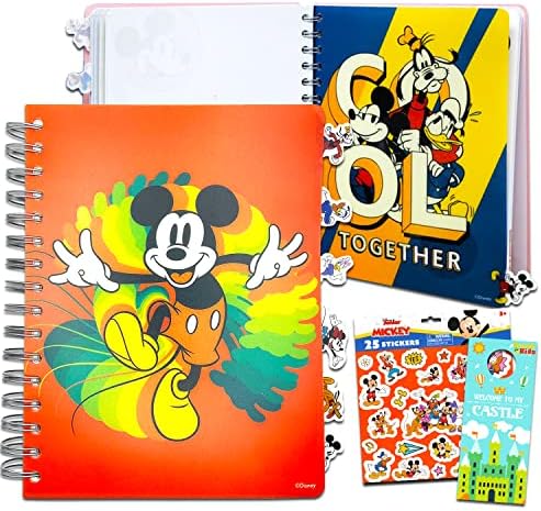 Mickey Mouse Journal Set - Пакет со тетратка Мики Маус за деца, налепници на Мики, повеќе | Училишни материјали на Мики Маус