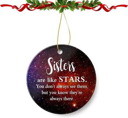 Среќен Божиќен украс 2022-Сестри се како starsвезди присутни за пријатели празници за време
