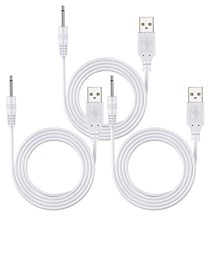 Кабел за полнач за полнач за замена на 3-пакет за замена на кабел за полнач, 2,5 мм стапче за вибрирачки полнач за масажер USB кабел компатибилен