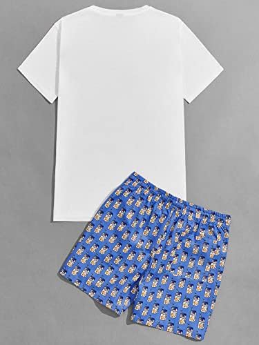 Lubose Облека со две парчиња за мажи, мажите, капки за цртан филм на рамото и шорцеви за половината на половината за влечење