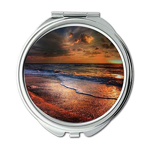 Огледало, Компактно Огледало, зори на облаци на плажа,Џебно Огледало, преносливо огледало