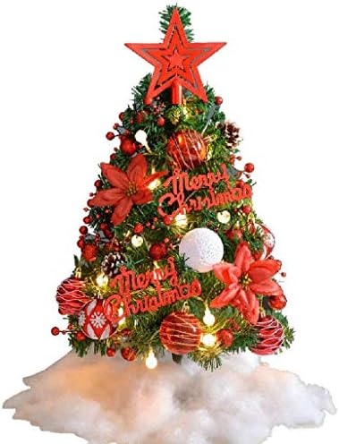 UXZDX Маса Елка, Вештачки Мини Божиќ Бор Со LED Стринг Светла И Орнаменти, Божиќ Декорација Дрво Декор
