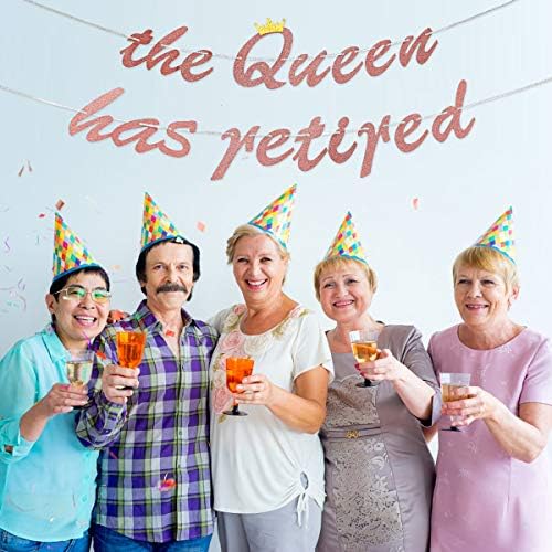 Сјај Среќен Банер За Пензионирање Бантинг-Розово Злато Кралицата Има Пензиониран Банер-Забава За Пензионирање Проштална Забава