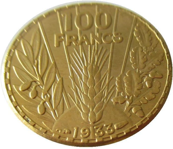 100 Франци 1929-1936 Факултативна Француски Франк Странска Копија Позлатена Комеморативна Монета