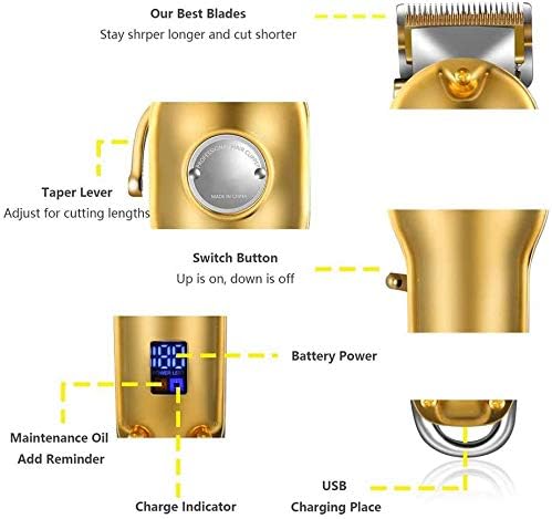 XFXDBT Професионален клиперс за коса за мажи електричен тример за коса LED дисплеј прецизност безжичен тример за деца злато USB полнење