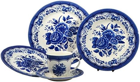 Кралската колекција Tudor Royal 30 -парчиња Премиум квалитетен порцелан за вечера, услуга за 6 - Викторија Блу; Погледнете повеќе дизајни
