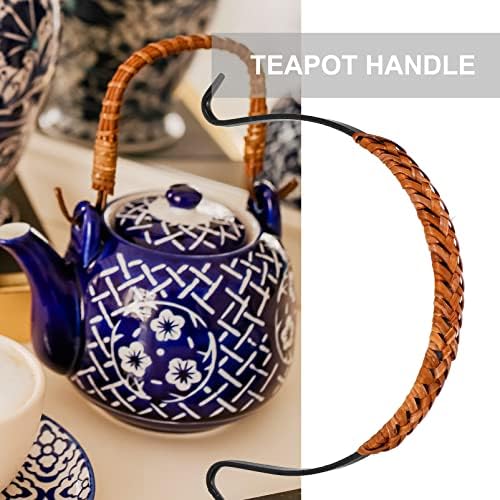 Хемотон керамички чајник 3 парчиња ратан метална чајничка рачка чај сад за замена Заменлива прилагодлива котел за зафат на чанта У-форма, рачка кинески додатоци за