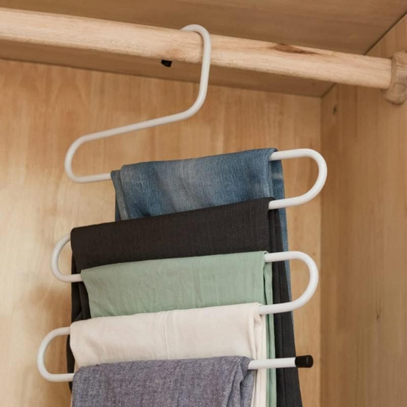 N/A 5 слоеви S облик на железна гардероба за складирање закачалки Панталони Панталони закачалки со повеќе слоја облека за складирање
