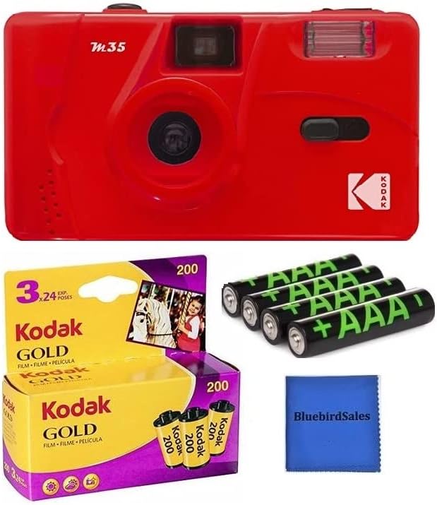 Кодак М35 35мм Филмска Камера, Стартер Пакет: Вклучува 3 Пакувања На Кодак Злато 200 35мм Боја Негативен Филм, 4 Пакет Ааа Алкални Батерии +
