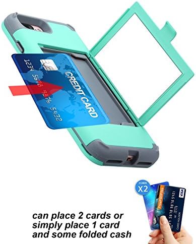 Case 7 Plus Plus, iphone 7 Plus огледало куќиште, скриен огледачен паричник кутија за девојчиња со жени со држач на картички влијанија