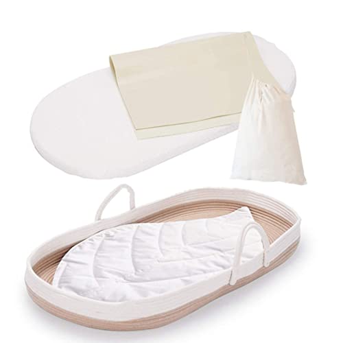 Перница за корпа за спиење, памучна јаже од 62х40 см повеќефункционално преносно преклопување бебешки корпа за спиење